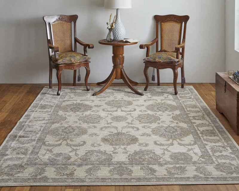 12' X 15' Tan Ivory And Brown Power Loom Area Rug