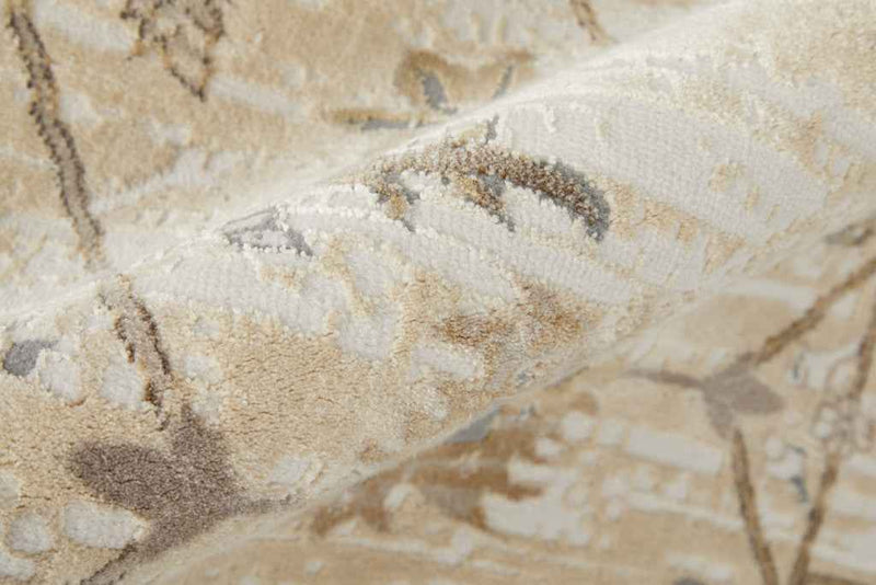 12' X 15' Tan Ivory And Gray Power Loom Area Rug