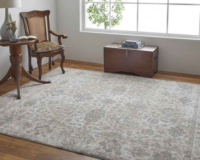 12' X 15' Ivory Tan And Gray Power Loom Area Rug