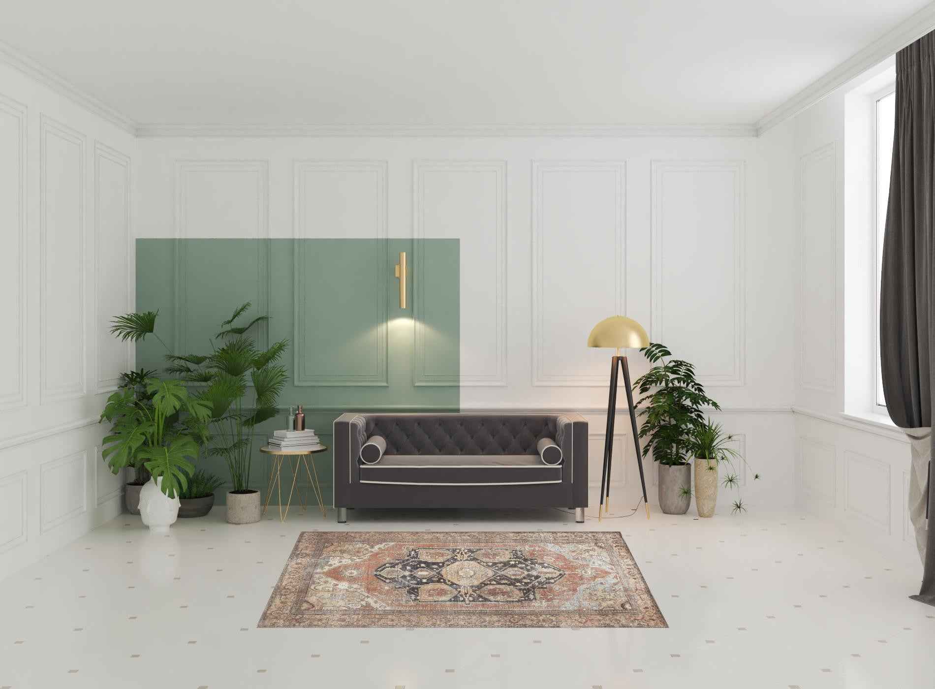 5' X 8' Orange Brown And Taupe Abstract Area Rug