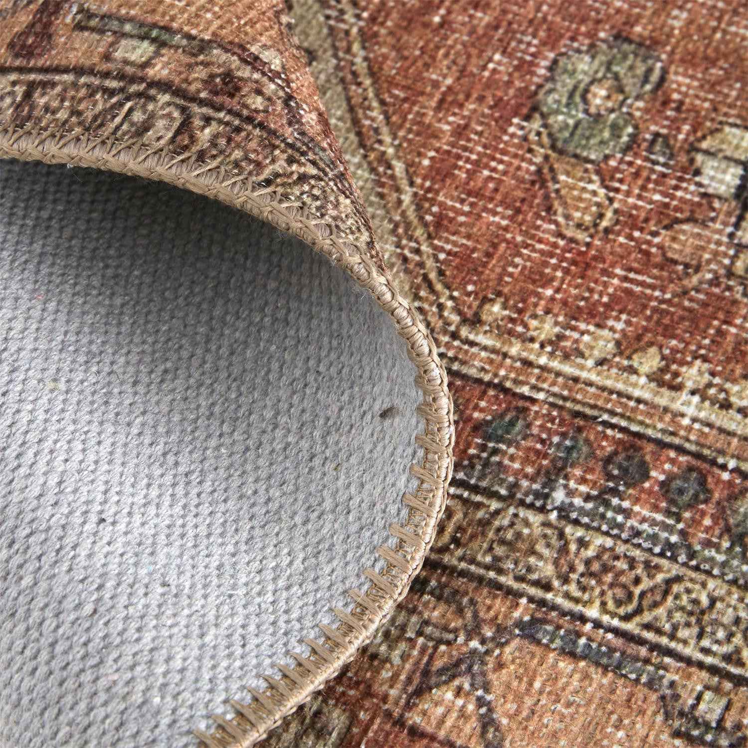 5' X 8' Orange Brown And Taupe Abstract Area Rug