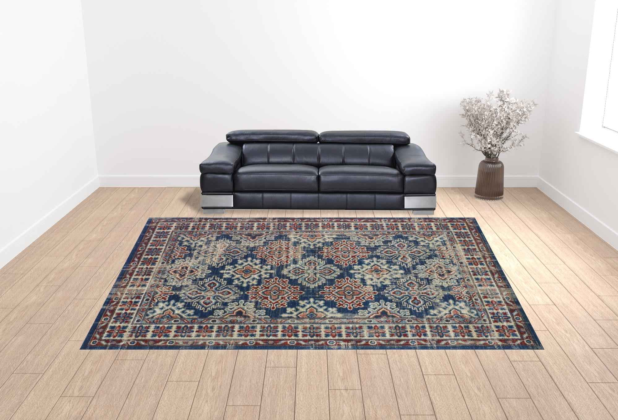 13' X 15' Abstract Power Loom Distressed Area Rug