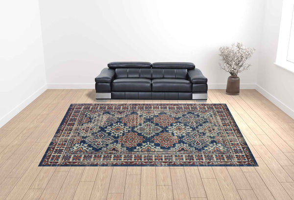 13' X 15' Abstract Power Loom Distressed Area Rug