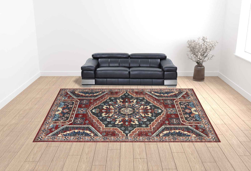 13' X 15' Abstract Power Loom Distressed Area Rug