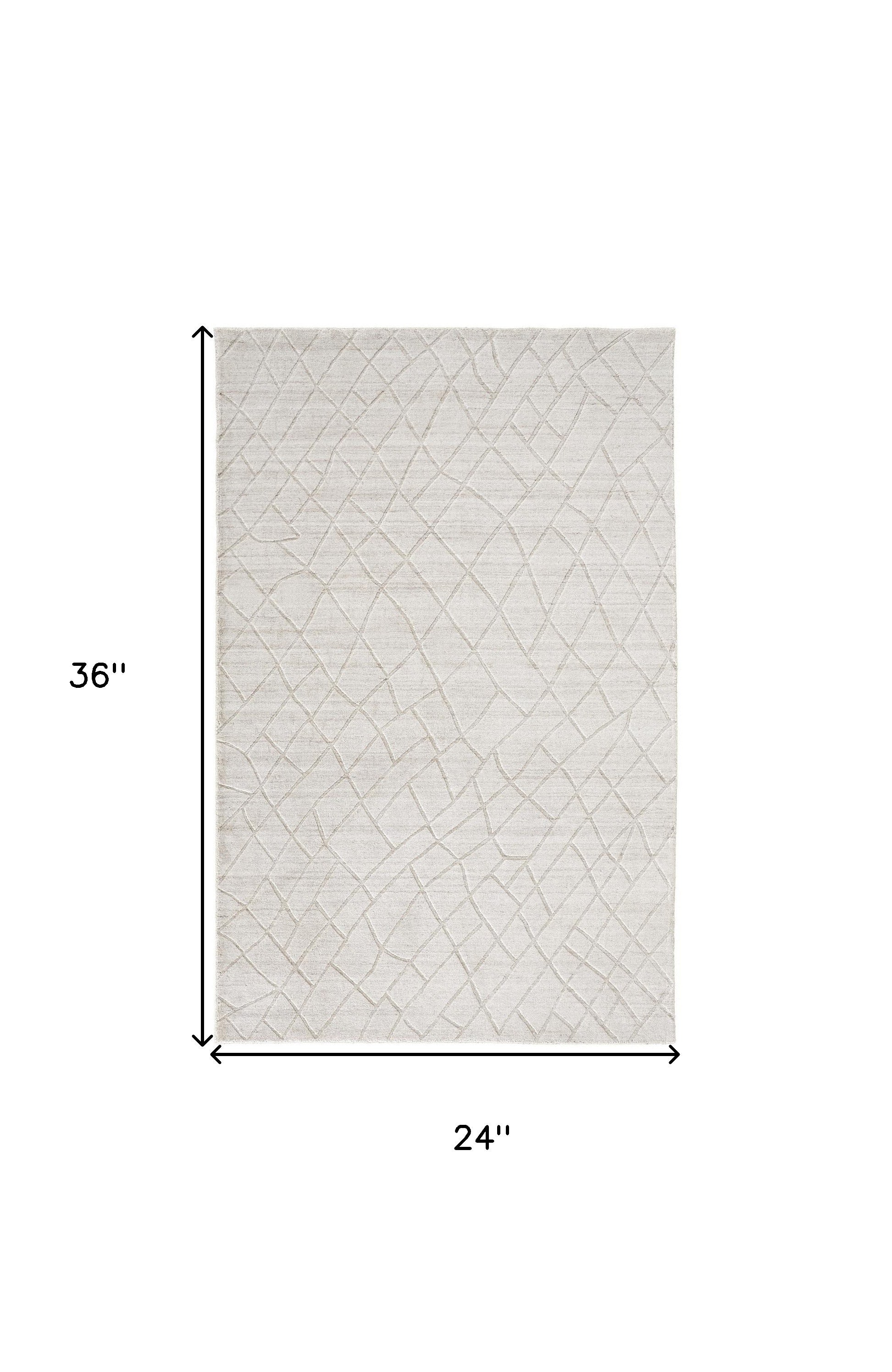 2' X 3' Gray and Ivory Striped Hand Woven Area Rug - Home & Garden