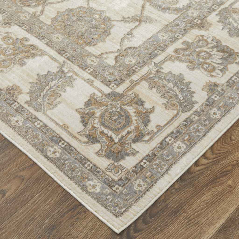 10' X 14' Tan Ivory And Brown Power Loom Area Rug