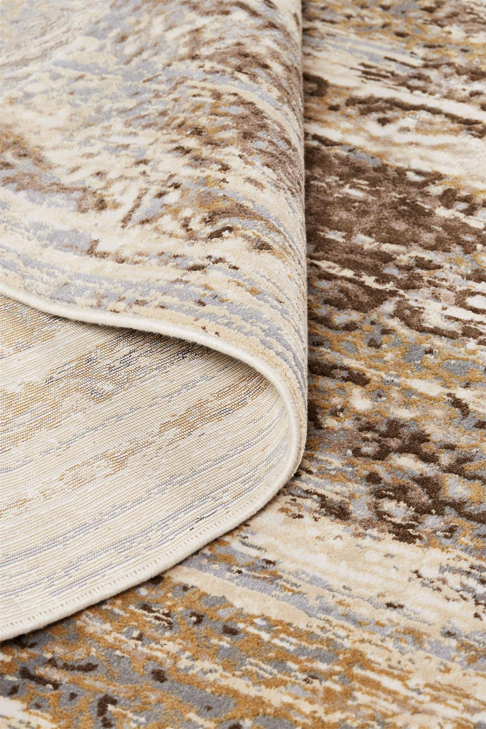 5' X 8' Tan and Ivory Abstract Non Skid Area Rug - Home & Garden