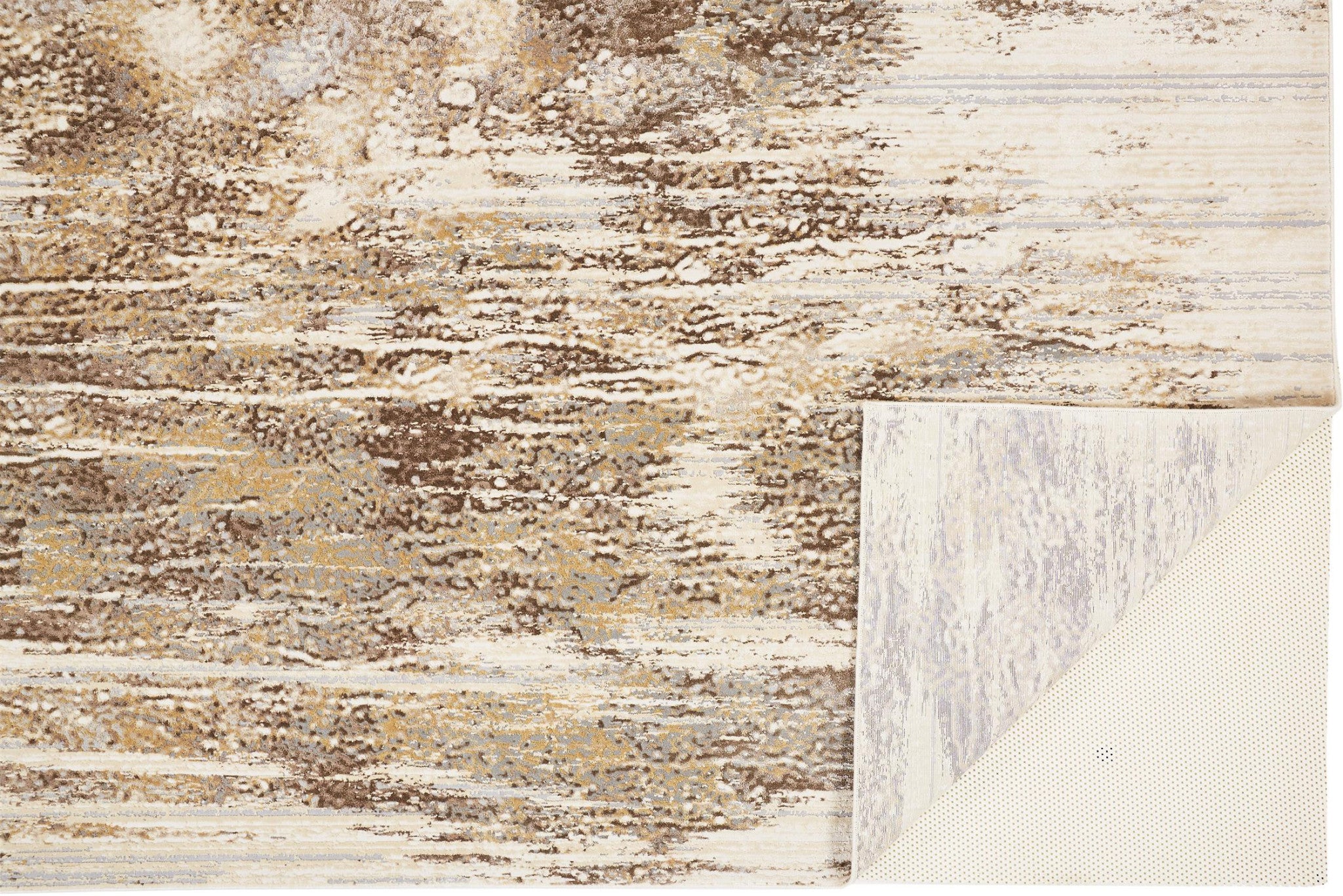 5' X 8' Tan and Ivory Abstract Non Skid Area Rug - Home & Garden