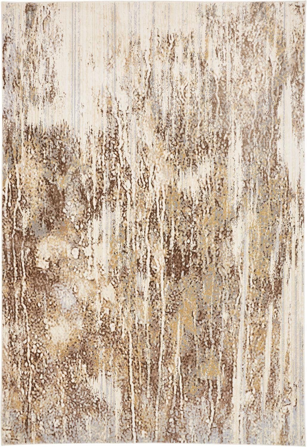 5' X 8' Tan and Ivory Abstract Non Skid Area Rug - Home & Garden