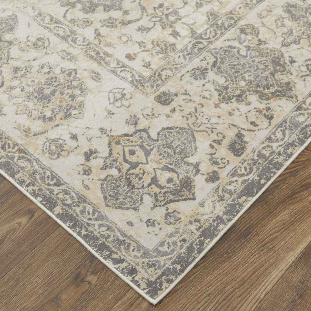 10' X 14' Ivory Tan And Gray Power Loom Area Rug