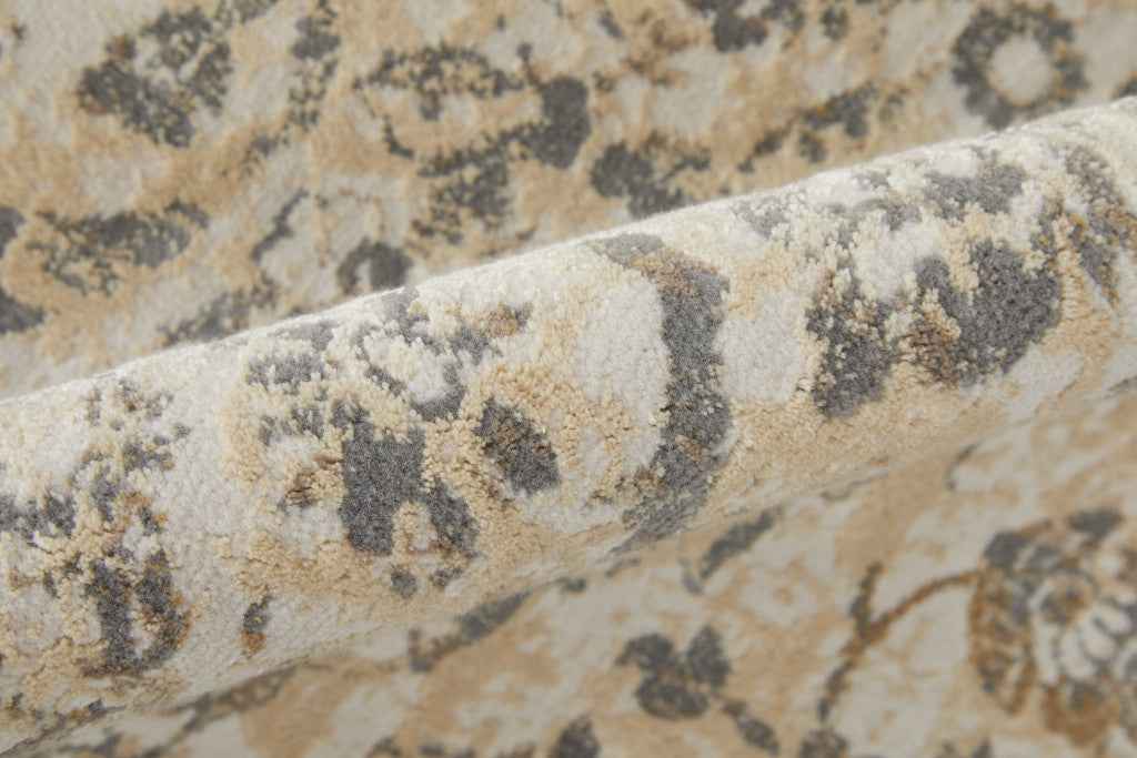 10' X 14' Ivory Tan And Gray Power Loom Area Rug