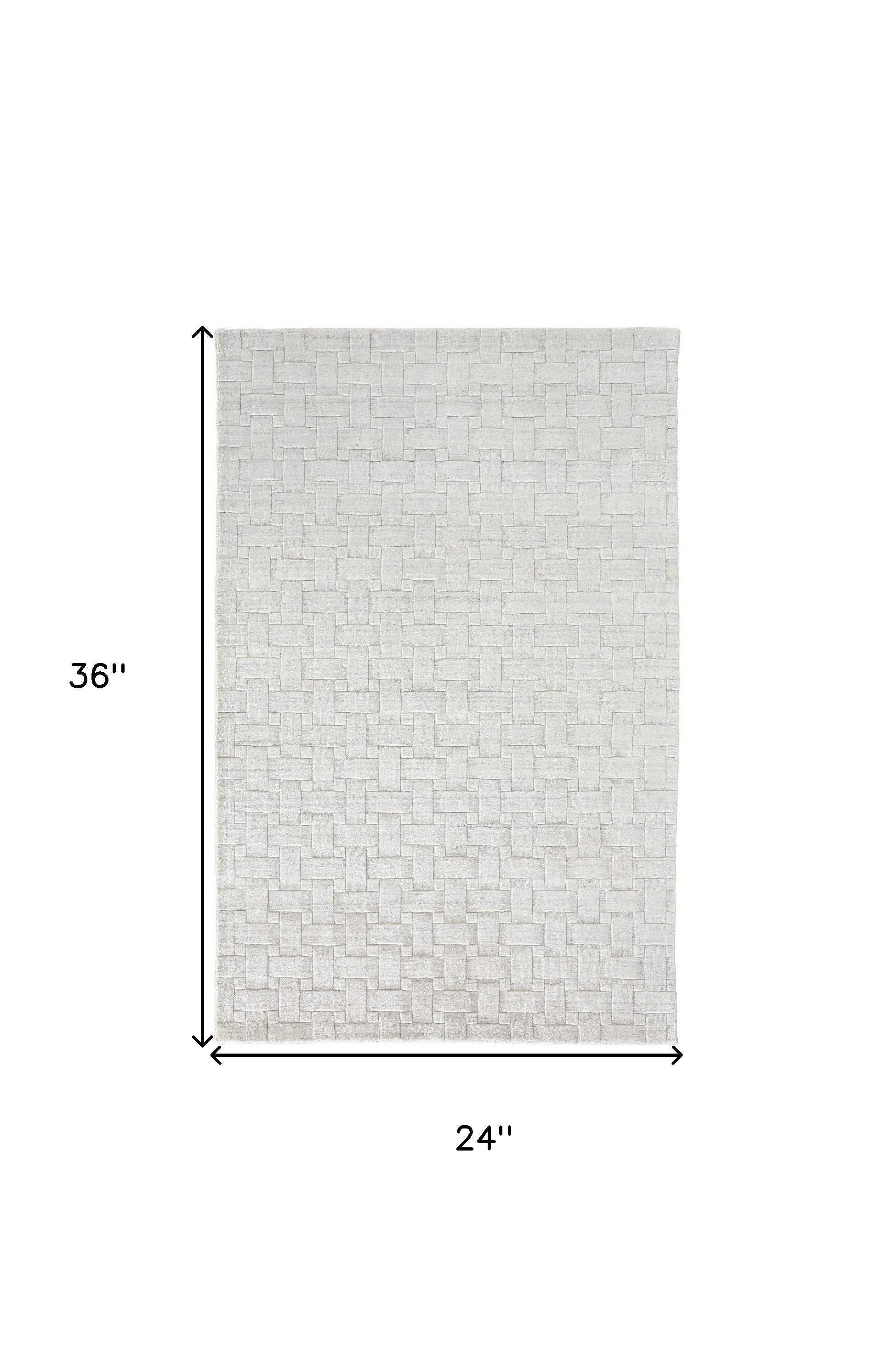 2' X 3' Silver and White Striped Hand Woven Area Rug - Home & Garden