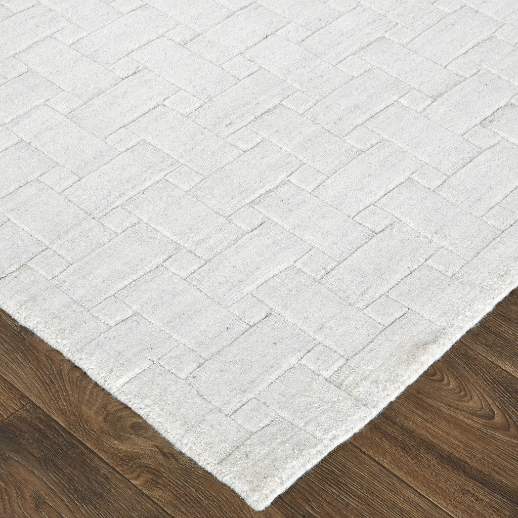 2' X 3' Silver and White Striped Hand Woven Area Rug - Home & Garden