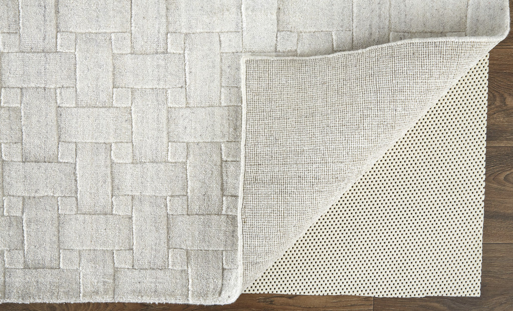 2' X 3' Silver and White Striped Hand Woven Area Rug - Home & Garden
