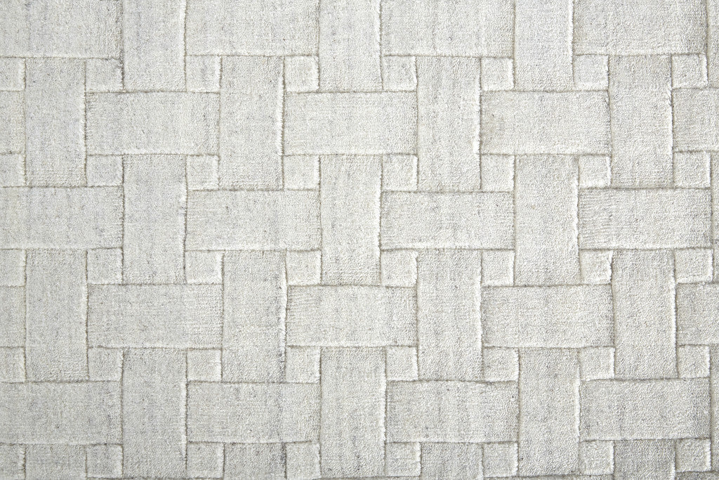2' X 3' Silver and White Striped Hand Woven Area Rug - Home & Garden