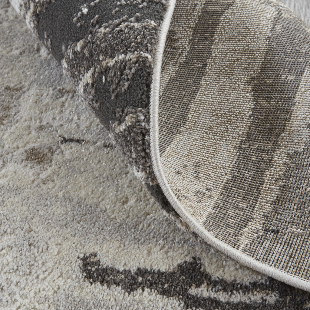 8' Gray And Ivory Abstract Runner Rug - Home Decor