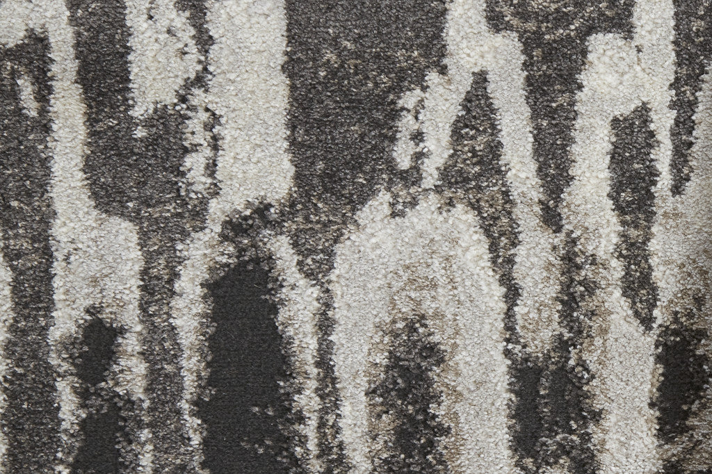 8' Gray And Ivory Abstract Runner Rug - Home Decor