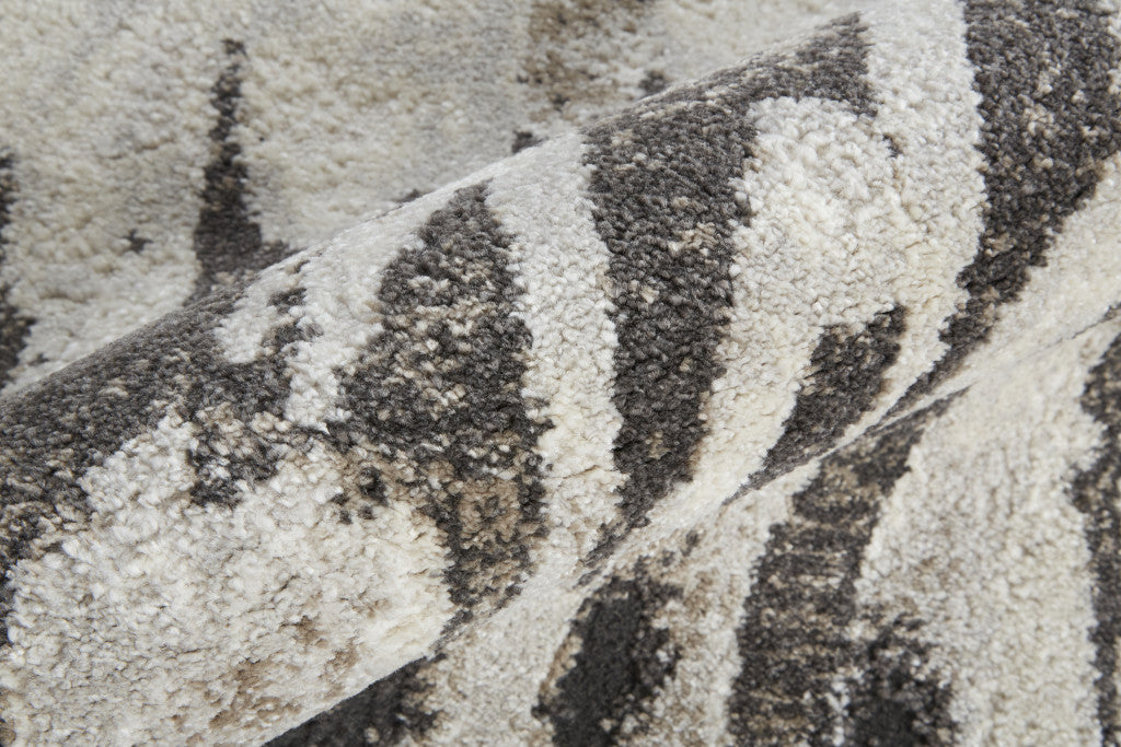 8' Gray And Ivory Abstract Runner Rug - Home Decor
