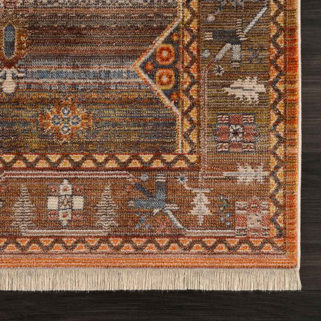 4' X 6' Brown Southwestern Area Rug