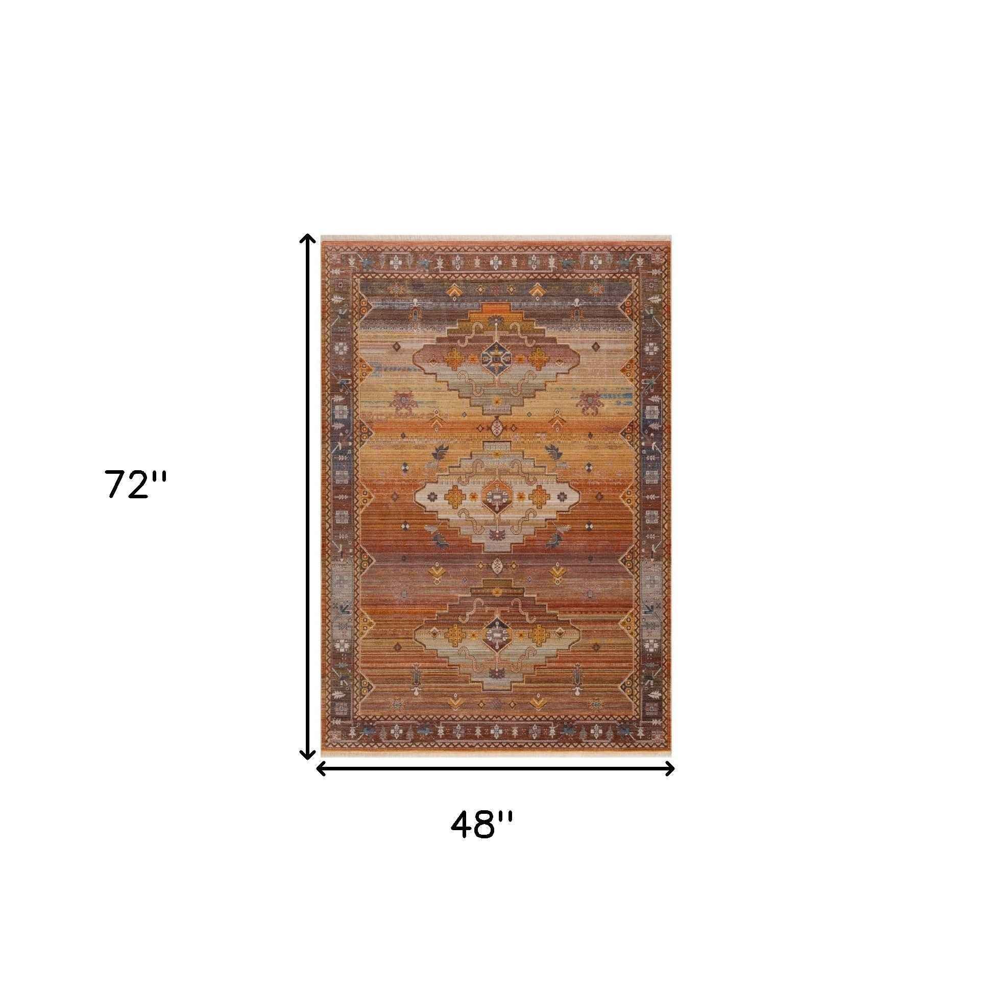 4' X 6' Brown Southwestern Area Rug