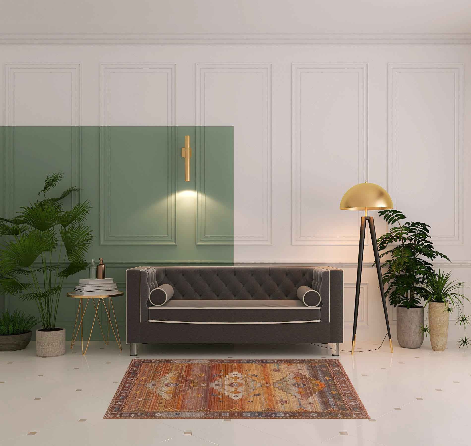 4' X 6' Brown Southwestern Area Rug