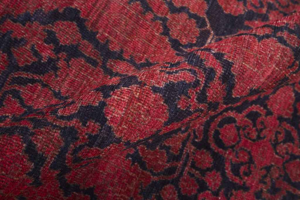 10' X 14' Red And Black Floral Power Loom Area Rug