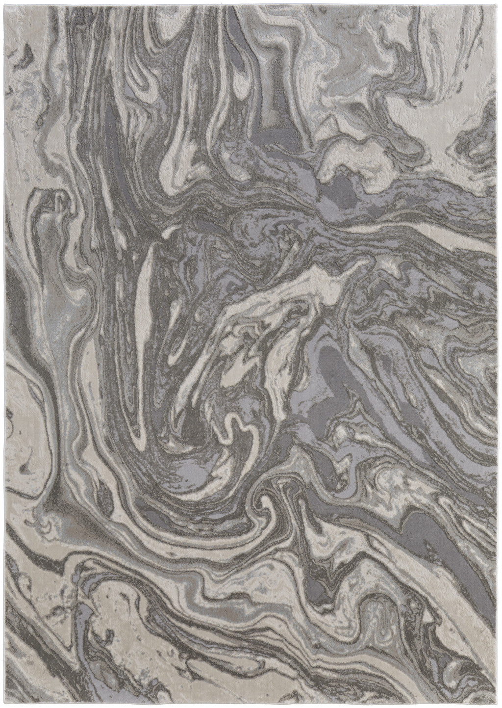 2' X 3' Gray Ivory And Silver Abstract Area Rug - Home & Garden