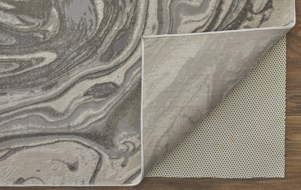 2' X 3' Gray Ivory And Silver Abstract Area Rug - Home & Garden