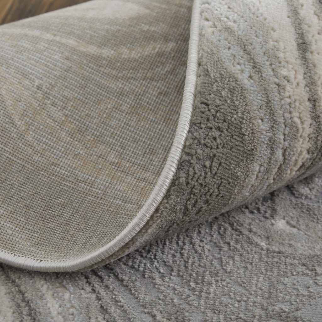 2' X 3' Gray Ivory And Silver Abstract Area Rug - Home & Garden