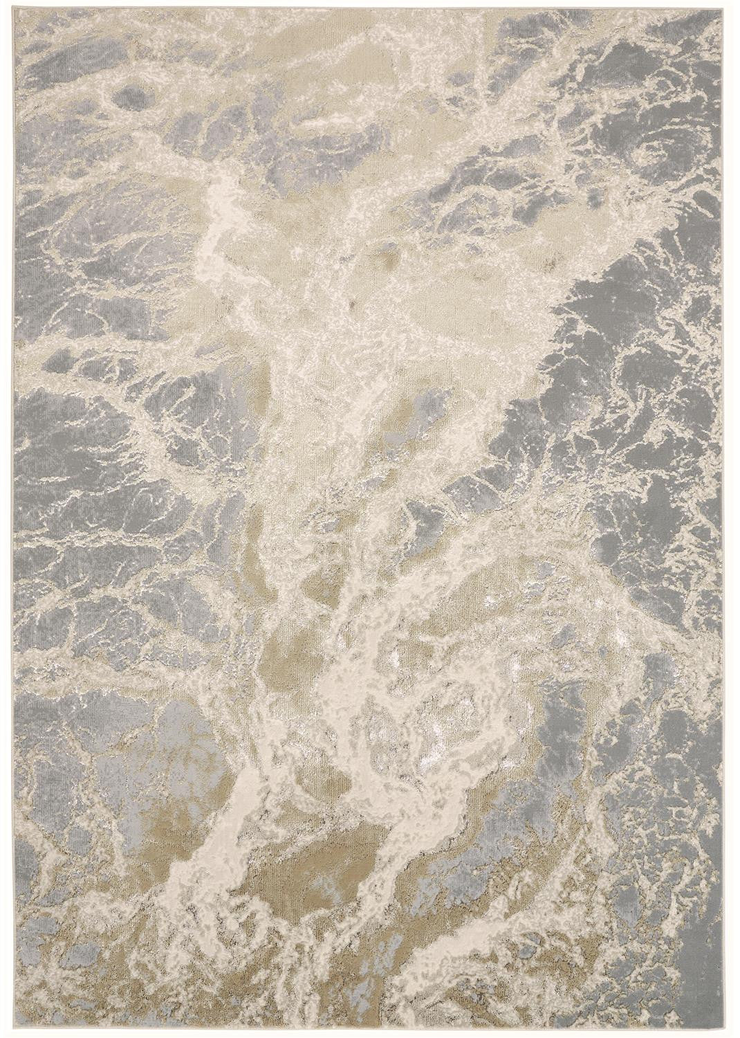 2' X 3' Ivory Tan And Gray Abstract Area Rug - Home & Garden