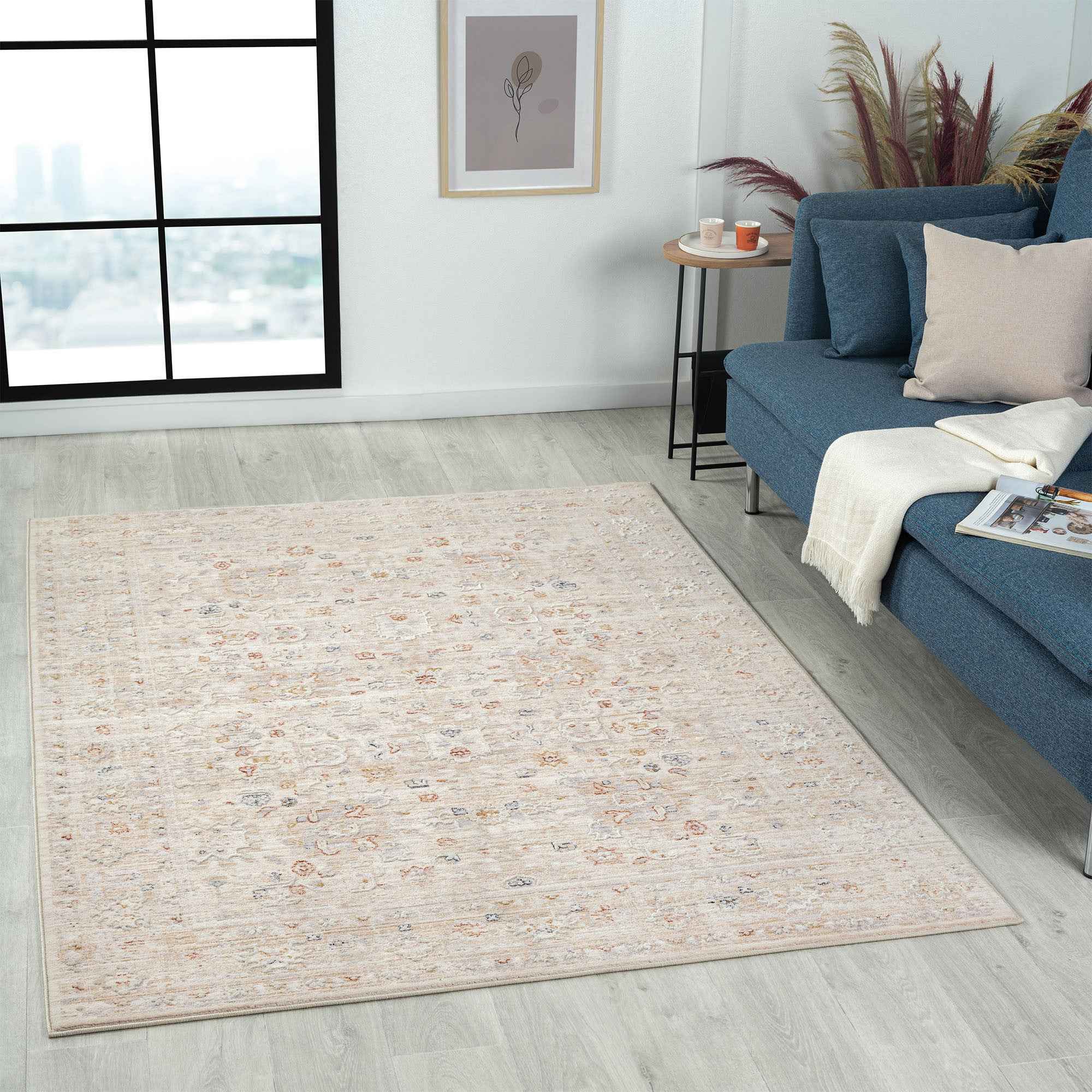 4' X 6' Beige Botanical Area Rug