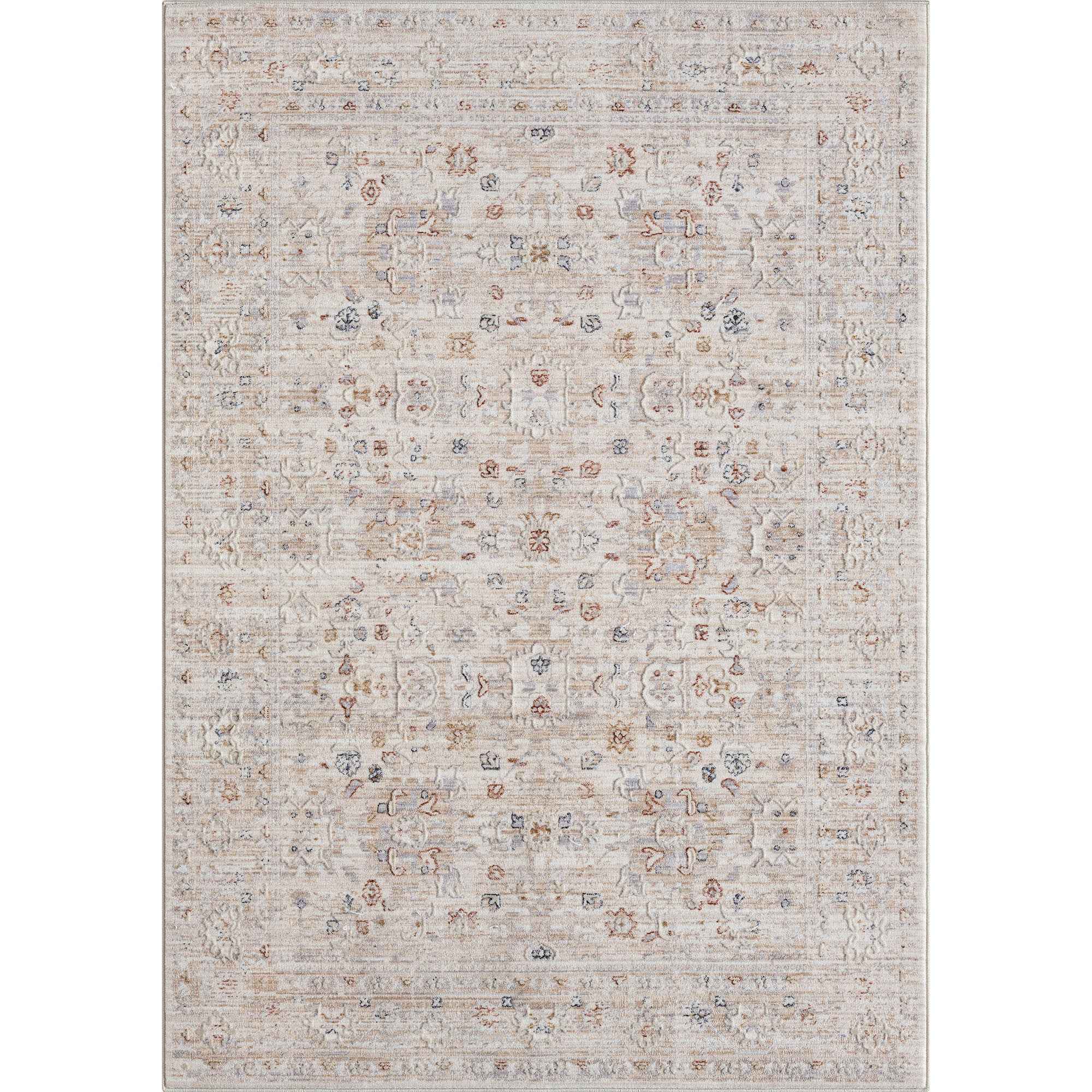 4' X 6' Beige Botanical Area Rug