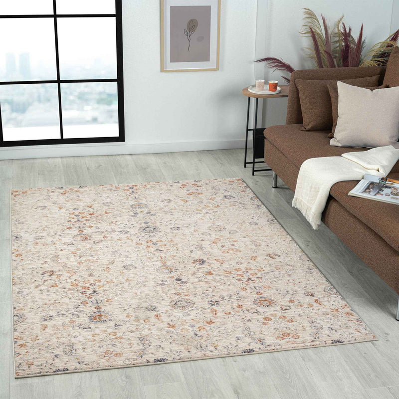4' X 6' Ivory Floral Area Rug