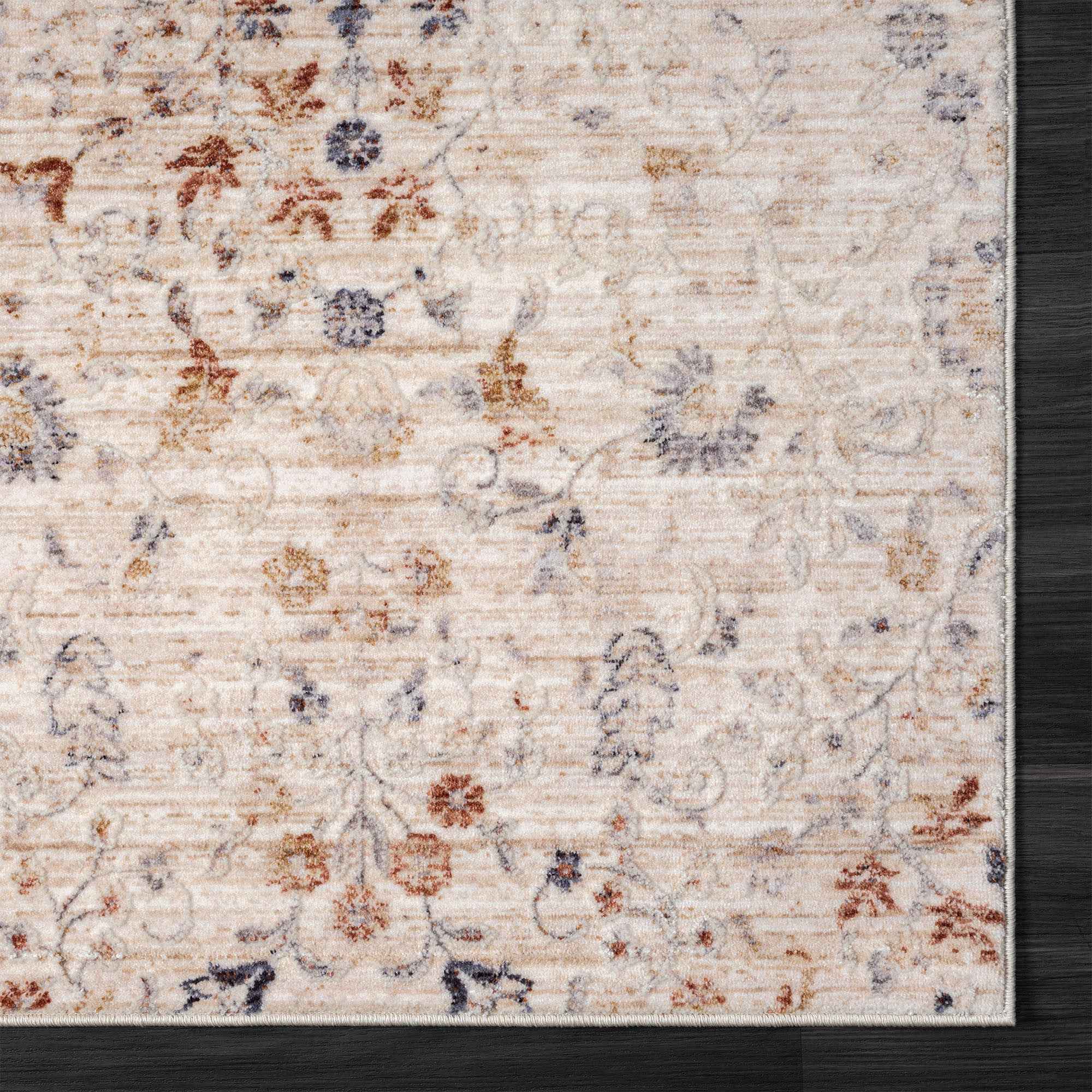 4' X 6' Ivory Floral Area Rug