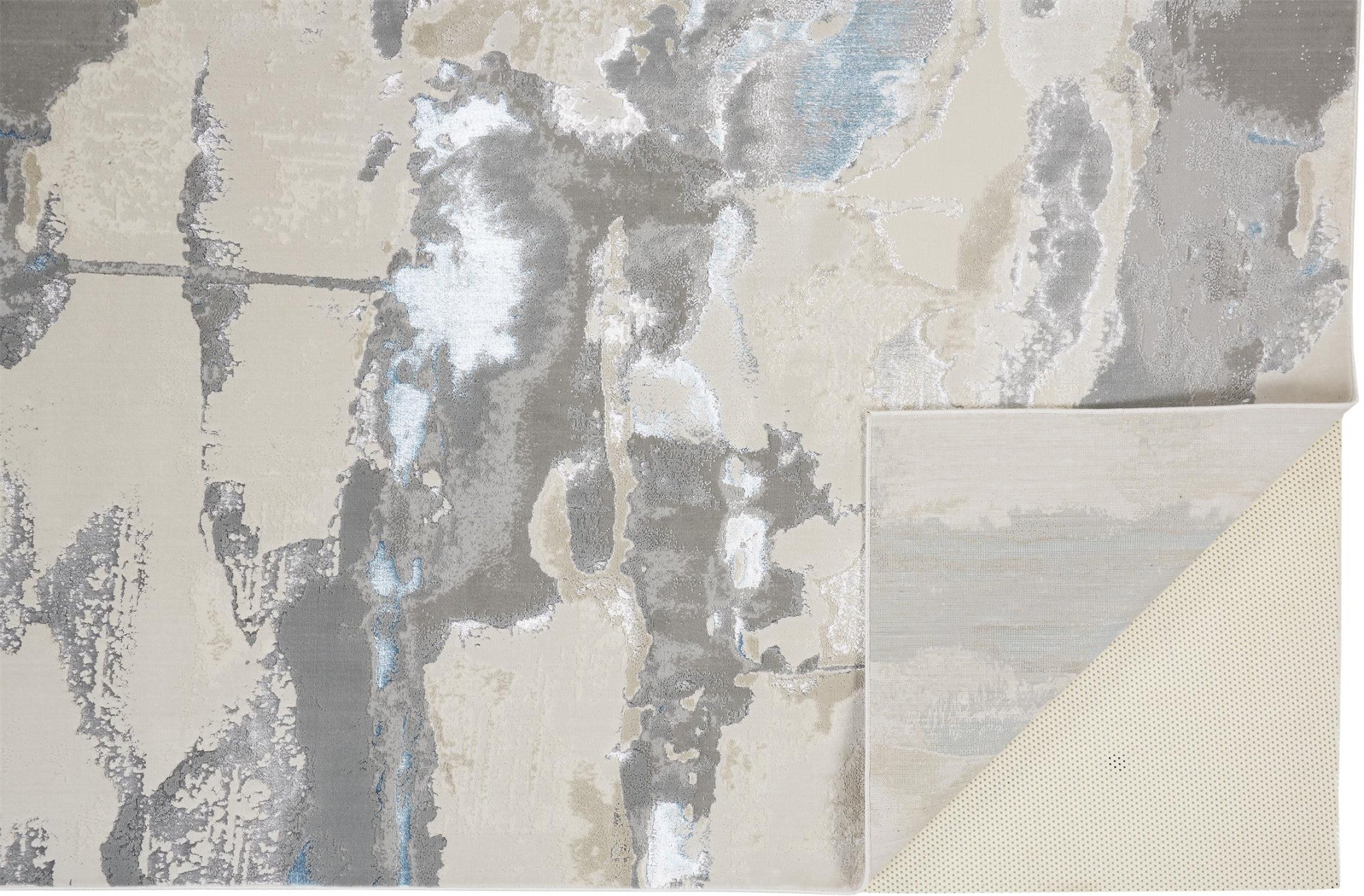 2' X 3' Gray Ivory And Blue Abstract Area Rug - Home & Garden