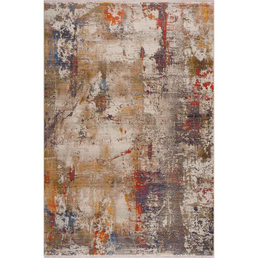 2' X 3' Gray Abstract Distressed Area Rug