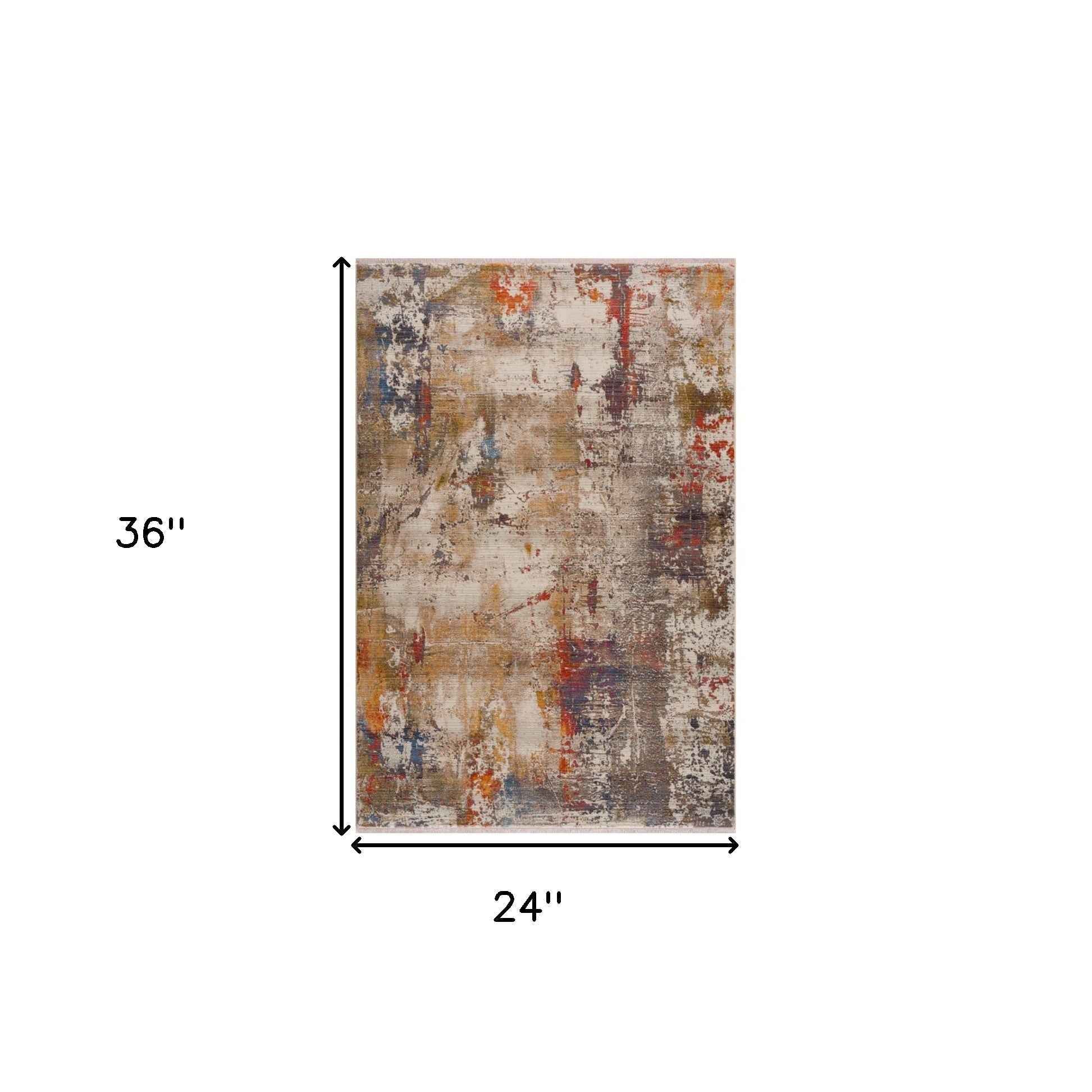 2' X 3' Gray Abstract Distressed Area Rug