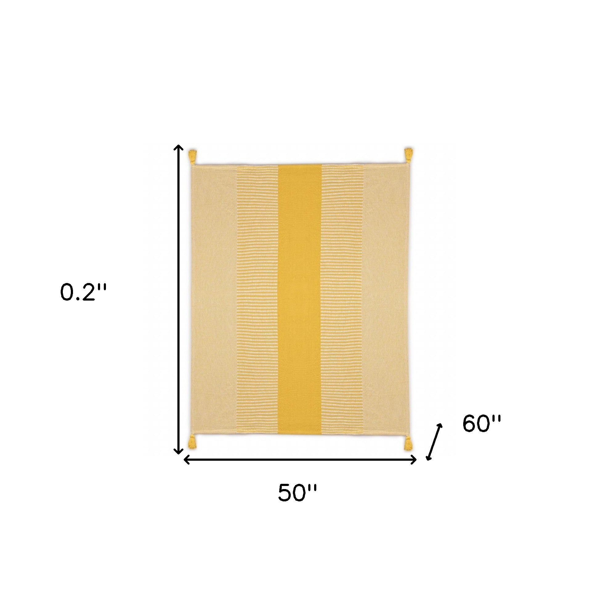 Yellow Woven Cotton Striped Throw Blanket Default Title