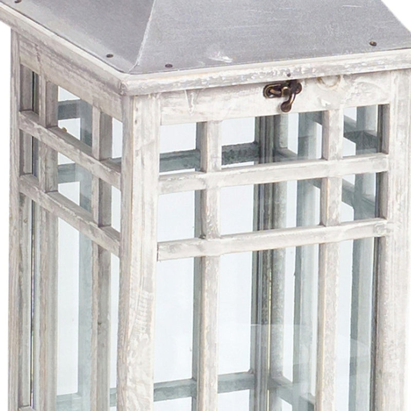 Set Of Two Gray Flameless Lantern Candle Holders