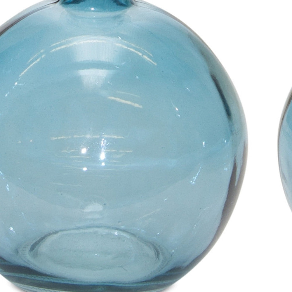 Set of two 6" Crystal Glass Blue Round Table Vase Default Title