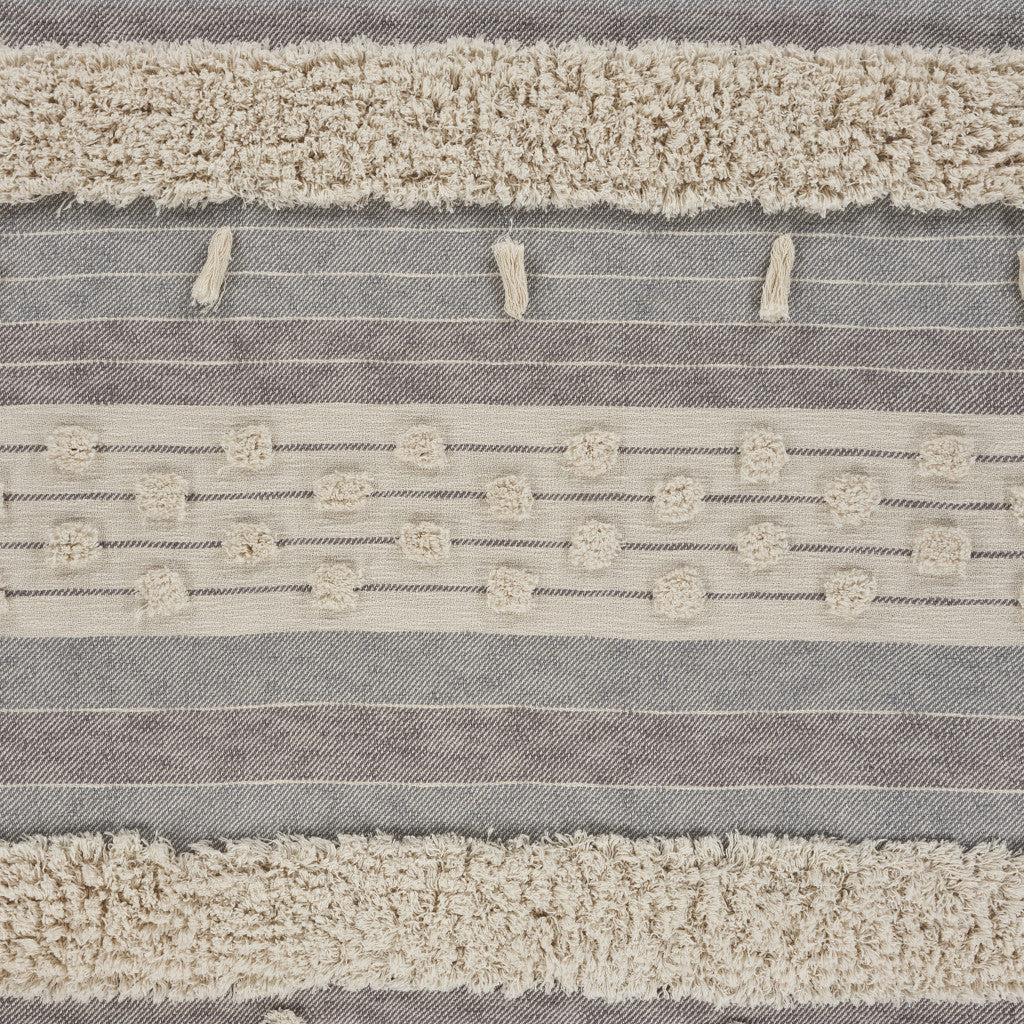 Gray Woven Cotton Striped Throw Blanket Default Title