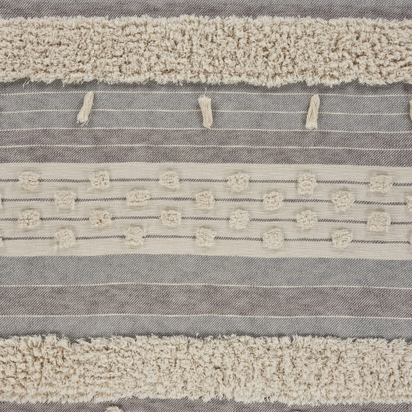 Gray Woven Cotton Striped Throw Blanket Default Title