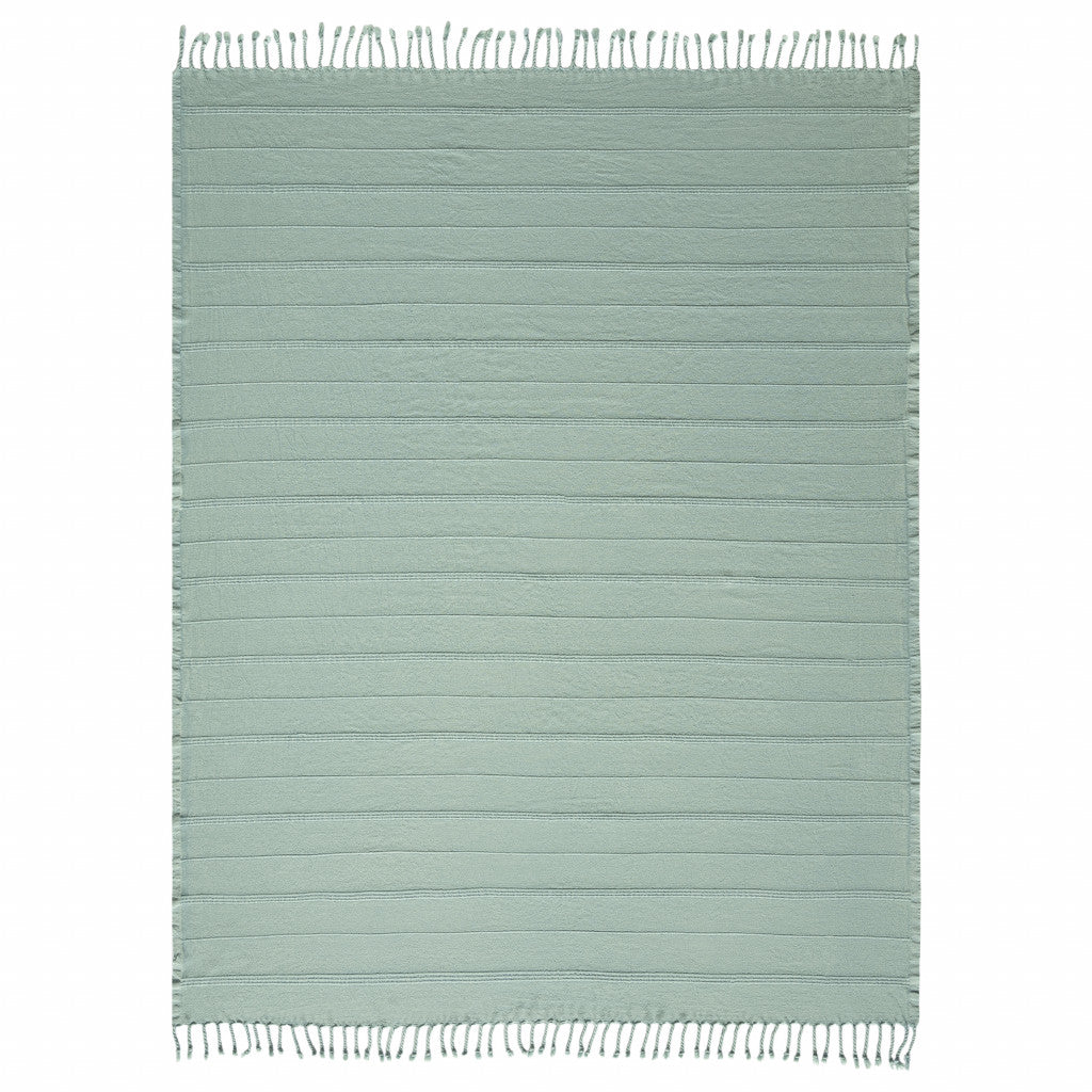 Green Woven Cotton Striped Throw Blanket Default Title