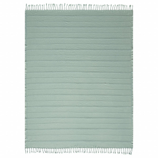 Green Woven Cotton Striped Throw Blanket Default Title