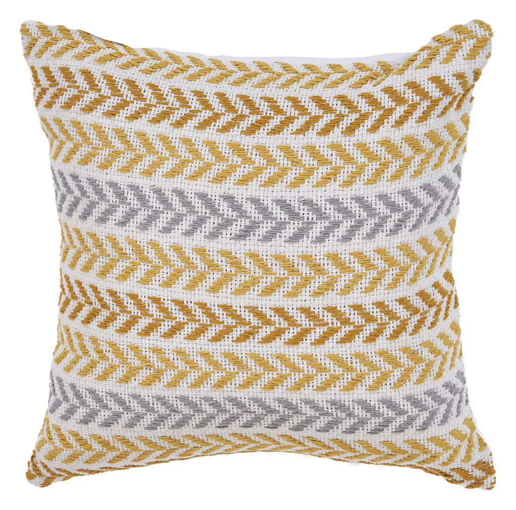18" X 18" Yellow and White Chevron Cotton Zippered Pillow Default Title
