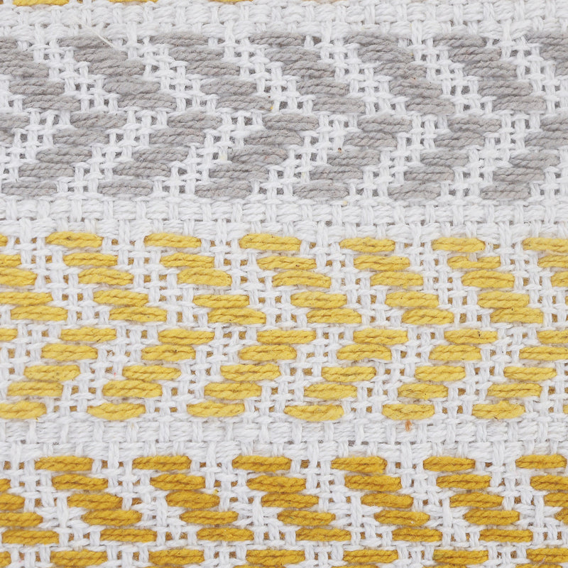 18" X 18" Yellow and White Chevron Cotton Zippered Pillow