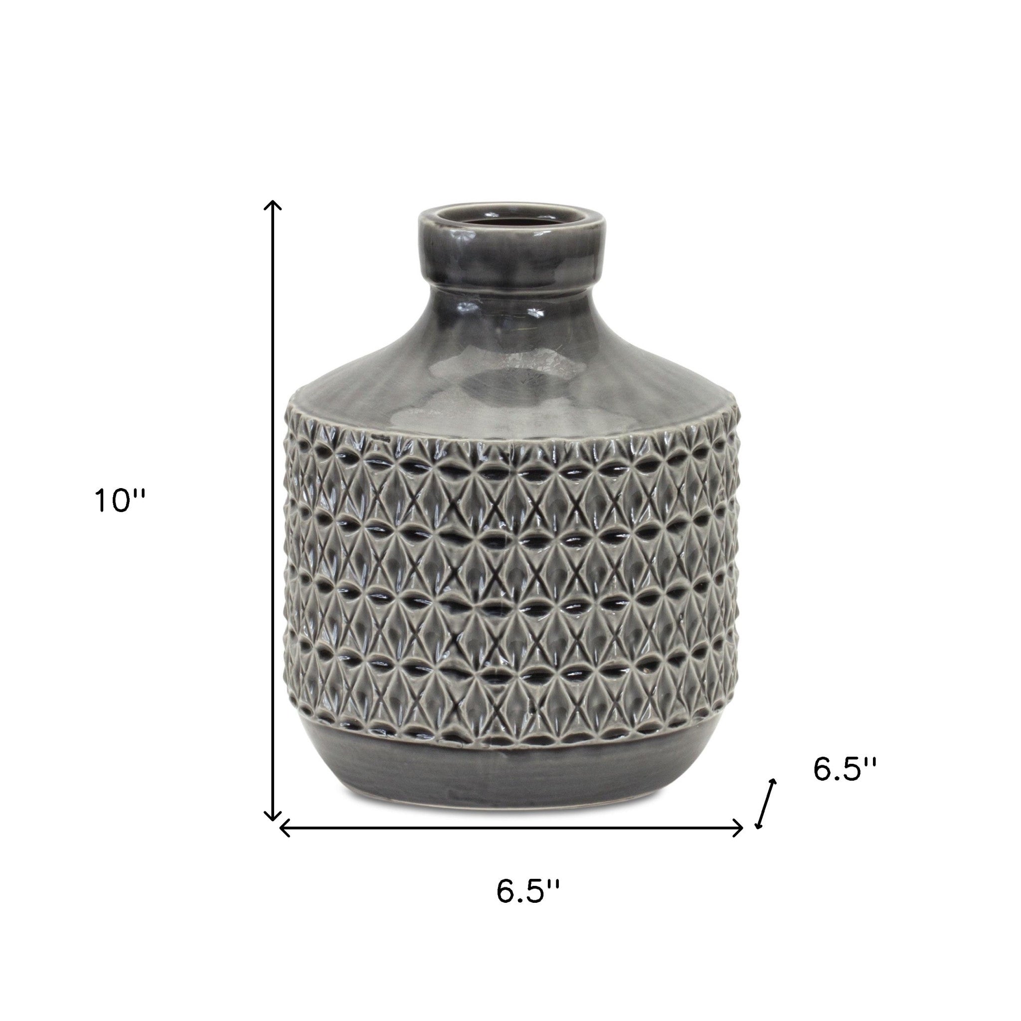 10" Terracotta Black Geometric Round Table vase Default Title