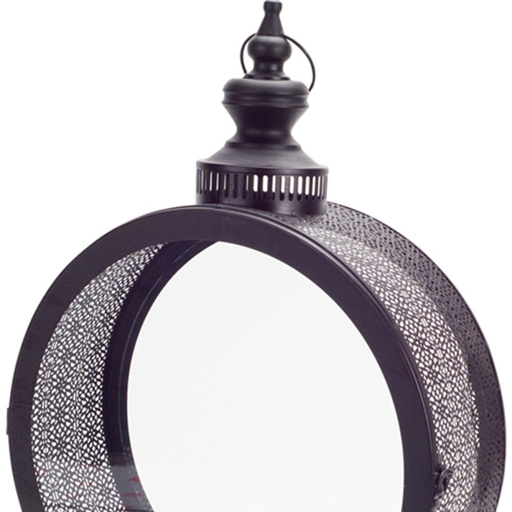 22" Black Metal Ornate Floor Lantern Candle Holder Default Title