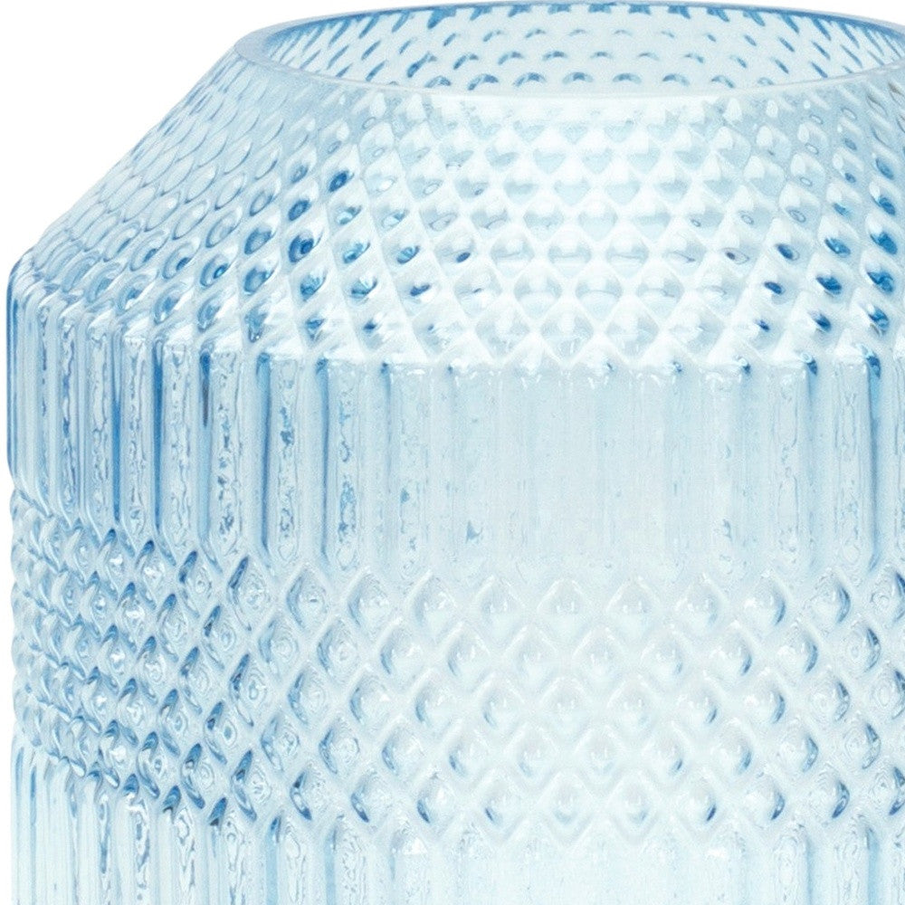 8" Crystal Glass Blue Round Table vase Default Title