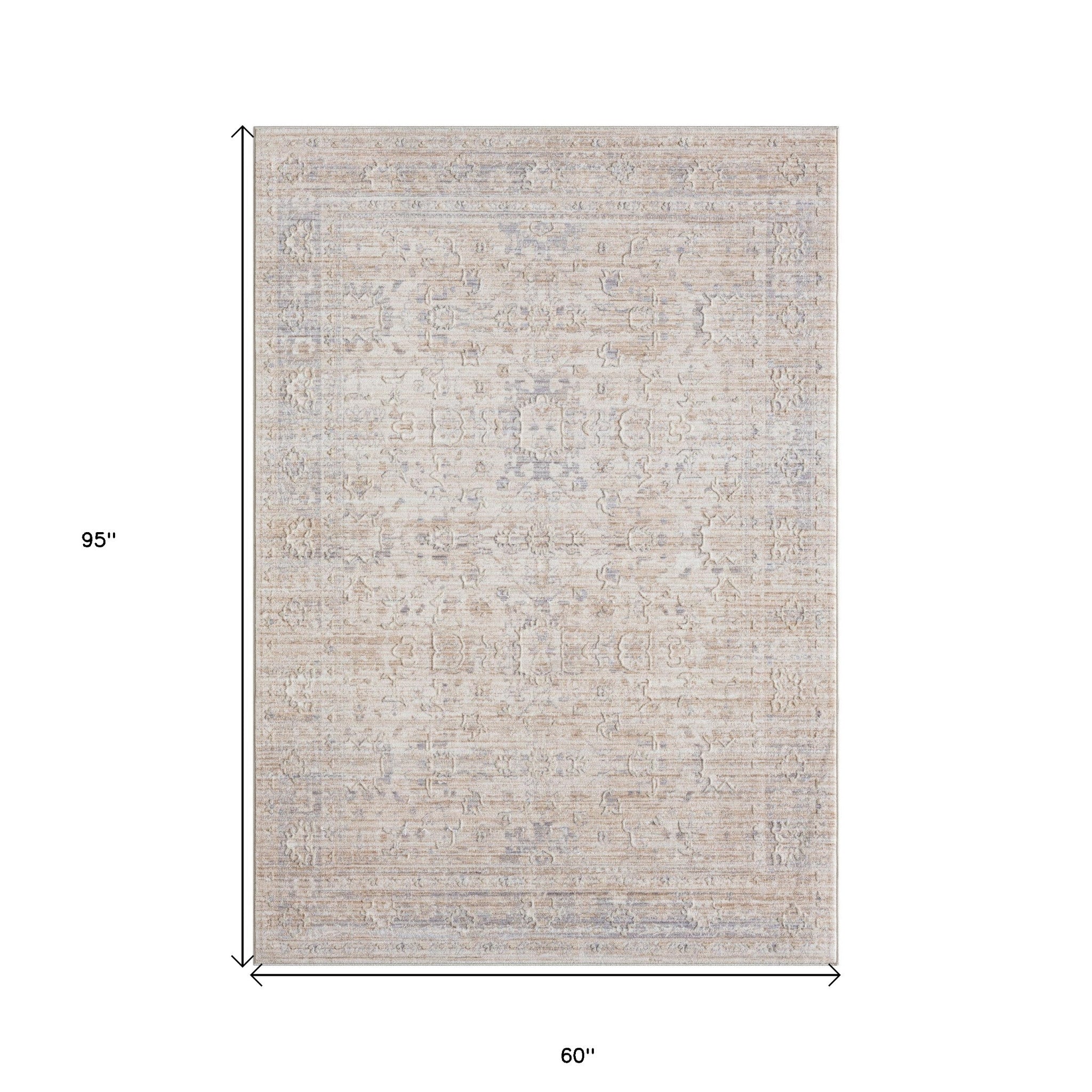 5' X 8' Gray Botanical Area Rug